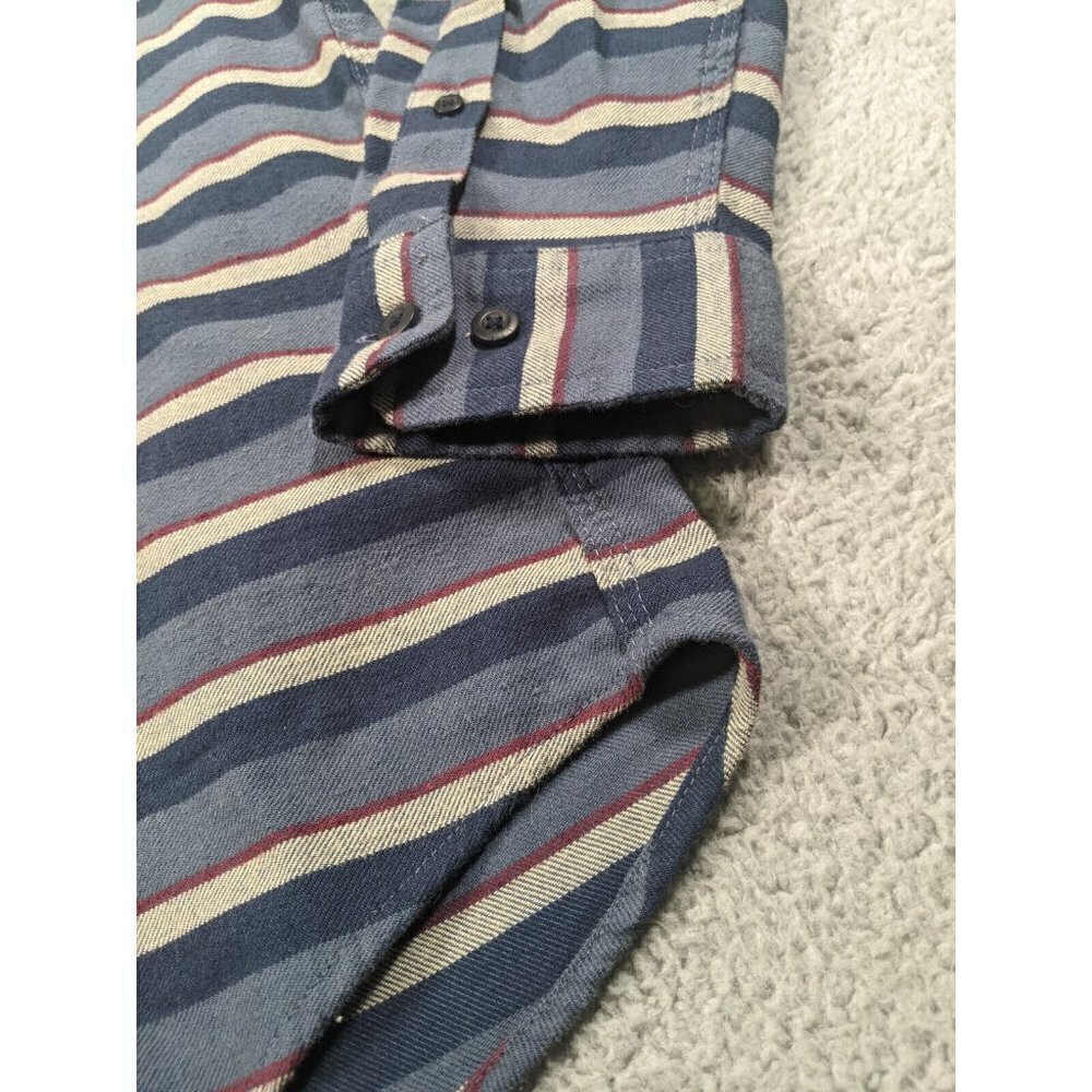 LL Bean Comfort Stretch Flannel Button Shirt Mens Medium Stripe Traditional Fit - Picture 9 of 11